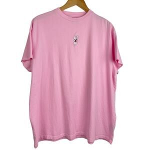 Lazy Oaf Pink T Shirt Bunny Embroidered Esther Bunny with Rose